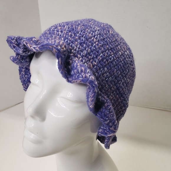 Women Purple Multicolor Crochet Handmade Wavy Cute Bucket Hat Beanie New - Picture 6 of 11